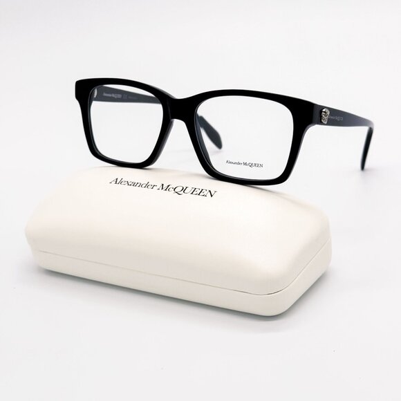 NEW ALEXANDER MCQUEEN EYEGLASSES AM0283O 001 SQUARE BLACK WOMEN EYEWEAR - Picture 1 of 9